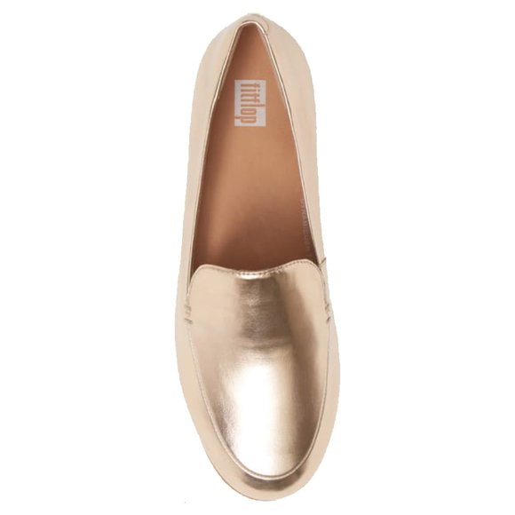 NEW FitFlop Women Lena Metallic Gold Comfortable Loafer Driving Moccasin Flats - Picture 5 of 6